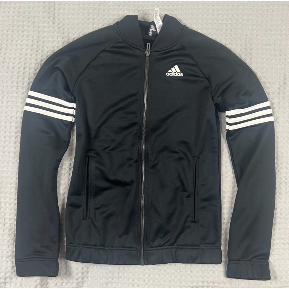 Adidas Soccer Warm Up Track Jacket Womens Size XS 2-4 Full Zip Black